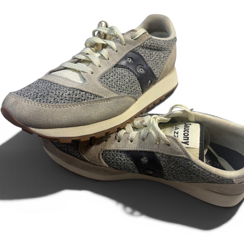Saucony Jazz Low Pro Womens Sneakers Grey Tan Suede Mesh S60455-1 Size 9.5